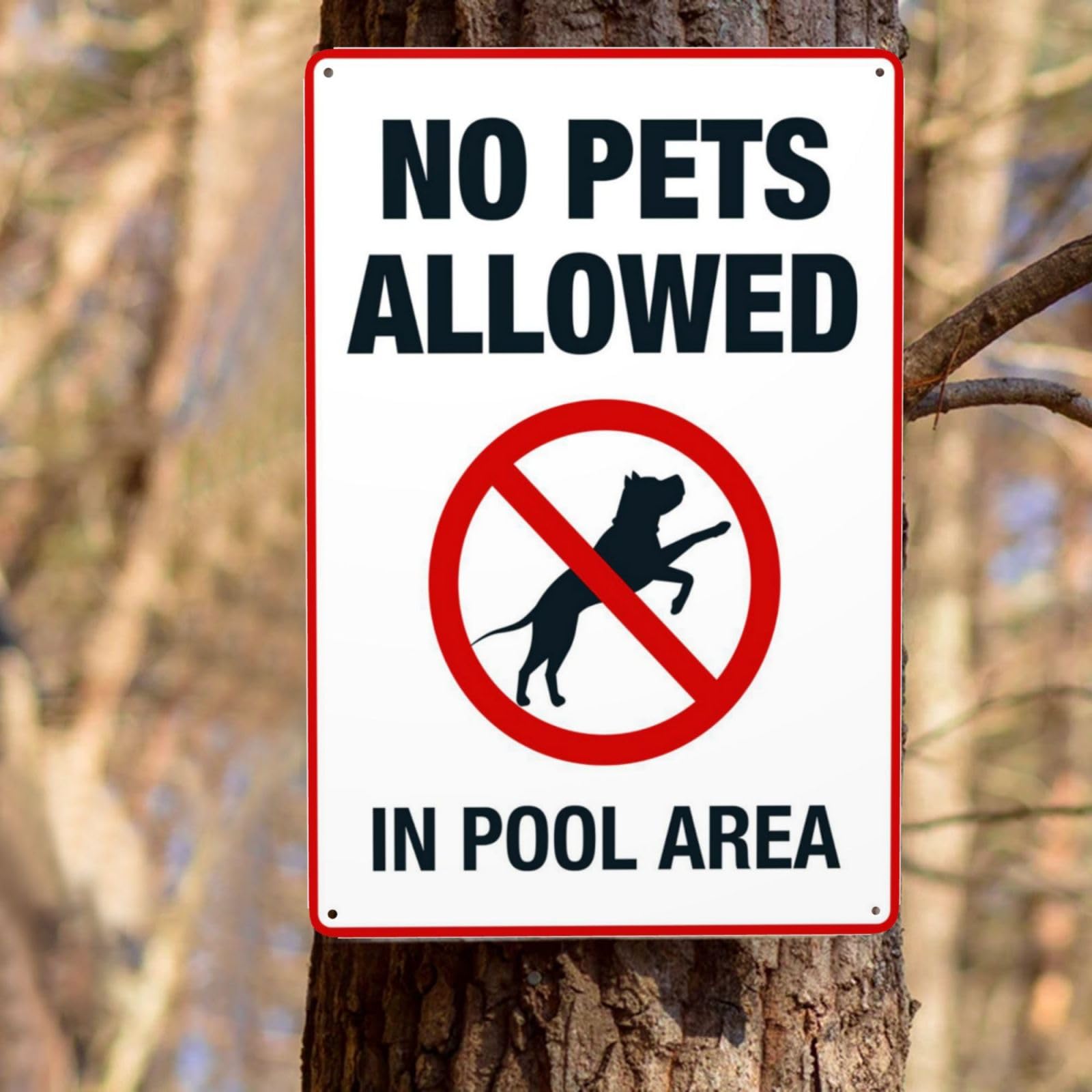 Drowning Pool No Pets Allowed In Pool Area Metal Sign | 8x12 Inch